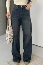Wide Leg High Waisted Relaxed Jean  718-19-(27-32) Dark Blue Intense Tinted