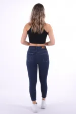 High Waisted Short Skinny Jean  810-17-(26-31) Slubbed Navy Blue