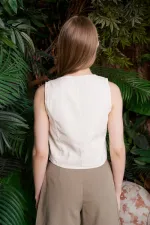 Linen Vest with Buttons HS603-51-(S-XL) Cream White Linen Vest with Buttons HS603-51-(S-XL) Cream White