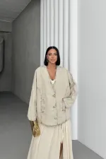 Oversize Yarasa Kollu Kot Ceket 6059-79-(STD-4)