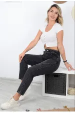 Parçalı Mom Pantolon 778-33-(26-31) Parçalı Mom Pantolon 778-33-(26-31)