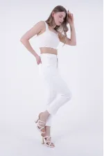 Fringe Ending High Waisted Mom Fit Jean  764-50-(32-36) White