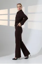 Classic Denim Jumpsuit with Elasticated Waist 3037-78-(S-XL) Brown