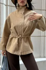 Bel Büzgü Detaylı Kot Ceket 6145-70-(S-L-3) Bel Büzgü Detaylı Kot Ceket 6145-70-(S-L-3)