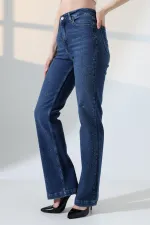 Serpme Taşlı Relax Kot Pantolon  7190-01-(27-32)