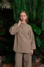Oversize Keten Gömlek HS601-74-(S-XL) Oversize Keten Gömlek HS601-74-(S-XL)