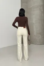 Stitched Hems Wide Leg Relaxed Jean 7026-80-(27-32) Natural