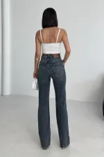 Stitched Hems Wide Leg Relaxed Jean  7026-62-(26-29-4) Middle Blue - Tinted