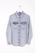 Çıtçıtlı Kot Gömlek  6013-08-(S-XL)