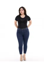 High Waisted Ankle Length Skinny Jean  815-17-(34-40) Slubbed Navy Blue