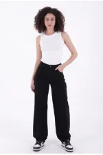 Pantalon ample en jean avec pinces 7050-07-(27-32) Pantalon ample en jean avec pinces 7050-07-(27-32)
