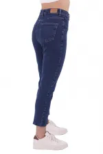 High Rise Mom Jean With Slit in Leg Front  1743-26-(26-28) Regular Dark Blue