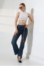 Flare Jeans 7104-01-(26-31) Dark Blue Denim