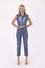Dikişsiz Paça Mom Fit Kot Pantolon  764-53-(26-31)