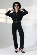 Buttoned Classic Long Denim Dress 3034-23-(S+L+3) Regular Anthracite Buttoned Classic Long Denim Dress 3034-23-(S+L+3) Regular Anthracite