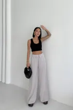 Elastic Waist Linen Pants HS700-94-(S-XL) Light Grey Elastic Waist Linen Pants HS700-94-(S-XL) Light Grey