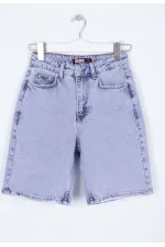 Mid Length Denim Short 2001-08-(S-XL-6) Snow Light Blue