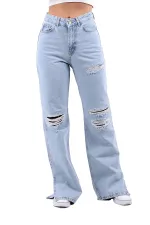 Paçası Yırtmaçlı Boru Paça Kot Pantolon  1931-42-(26-31)
