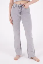 Tasseled Bottom Wide Leg Relax Jean  1726-32-(28-33) Light Grey Snow
