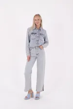 Denim Shirt with Snap Buttons 6013-08-(S-XL-6) Snow Light Blue Denim Shirt with Snap Buttons 6013-08-(S-XL-6) Snow Light Blue
