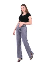 Paçası Yırtmaçlı Mom Fit Kot Pantolon  1732-40-(26-31)