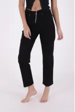 Fringe Ending High Waisted Mom Fit Jean 764-07-(26-29-4) Black