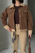 Kadife Detaylı Klasik Kot Ceket 6138-78-(S-XL)