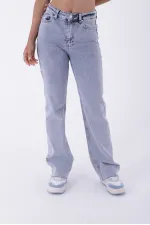 Tasseled Bottom Wide Leg Relax Jean 1726-08-(26-31) Snow Light Blue Tasseled Bottom Wide Leg Relax Jean 1726-08-(26-31) Snow Light Blue