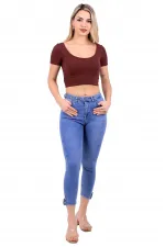 Kemerli Düğmeli Kot Pantolon 754-15-(28-33) Kemerli Düğmeli Kot Pantolon 754-15-(28-33)