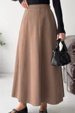 Ruffled Long Skirt with Elasticated Waist  1063-72-(36-44) Soil