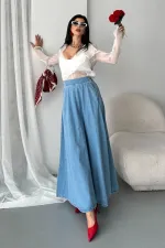Ruffled Long Skirt 1069-25-(36-44) Middle Blue