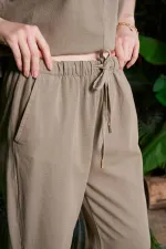 Carrot Fit Linen Pants HS703-74-(S-XL) Green