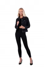 Classic Short Denim Jacket with Collar 640-03-(S-XL) Anthracite Denim Classic Short Denim Jacket with Collar 640-03-(S-XL) Anthracite Denim