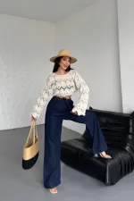 Beli Lastikli Palazzo Pantolon 7076-17-(36-42-4) Beli Lastikli Palazzo Pantolon 7076-17-(36-42-4)