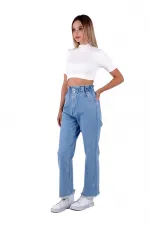 Beli Lastikli Bol Paça Relax Kot Pantolon  789-15-(26-31)