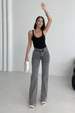 Dikişli Paça Relax Kot Pantolon 7026-40-(26-31)