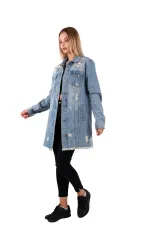 Fringe Finish Boyfriend Denim Jacket 679-42-(S-XL-6) Ice Blue - Tinted Fringe Finish Boyfriend Denim Jacket 679-42-(S-XL-6) Ice Blue - Tinted