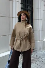 Bel Büzgü Detaylı Kot Ceket 6145-70-(S-L-3) Bel Büzgü Detaylı Kot Ceket 6145-70-(S-L-3)