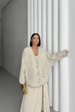 Oversize Yarasa Kollu Kot Ceket 6059-79-(STD-4)