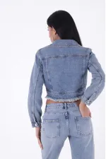 Fermuarlı Püskül Detaylı Kot Ceket 6017-62-(S-XL-6) Fermuarlı Püskül Detaylı Kot Ceket 6017-62-(S-XL-6)