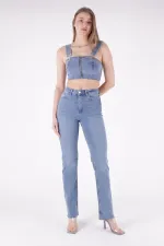 Tasseled Bottom Wide Leg Relax Jean 1726-15-(26-30) Light Blue Denim Tasseled Bottom Wide Leg Relax Jean 1726-15-(26-30) Light Blue Denim