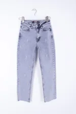 Damla Taşlı Mom Fit Kot Pantolon  7024-08-(26-31)