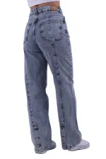 Arkası Düğme Detaylı Relax Kot Pantolon  1733-08-(27-32)