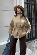 Bel Büzgü Detaylı Kot Ceket 6145-70-(S-L-3) Bel Büzgü Detaylı Kot Ceket 6145-70-(S-L-3)