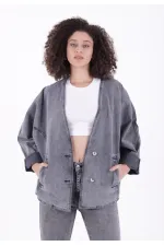 Oversize Yarasa Kollu Kot Ceket 6059-40-(STD-4)