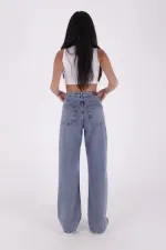İğne Kırığı Desenli Relax Kot Pantolon 7049-62-(26-31) İğne Kırığı Desenli Relax Kot Pantolon 7049-62-(26-31)