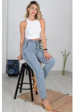 Yüksek Bellı Mom Kot Pantolon  800-08-(27-32)