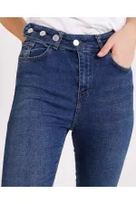 Kemerli Düğmeli Kot Pantolon 754-01-(28-33) Kemerli Düğmeli Kot Pantolon 754-01-(28-33)