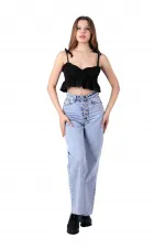 Dikişsiz Paça Beş Düğmali Relax Kot Pantolon 917-08-(27-32) Dikişsiz Paça Beş Düğmali Relax Kot Pantolon 917-08-(27-32)