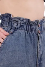 Beli Lastikli Bol Paça Relax Kot Pantolon 789-62-(28-33) Beli Lastikli Bol Paça Relax Kot Pantolon 789-62-(28-33)